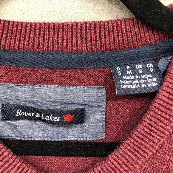 Rover & Lakes Mens V-neck Cotton Sweater Sz Small S Red Burgundy Pullover Knit - Picture 8 of 12